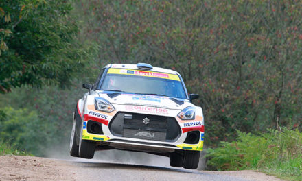 Joan Vinyes y Jordi Mercader en el podium del 56 Rally Princesa de Asturias